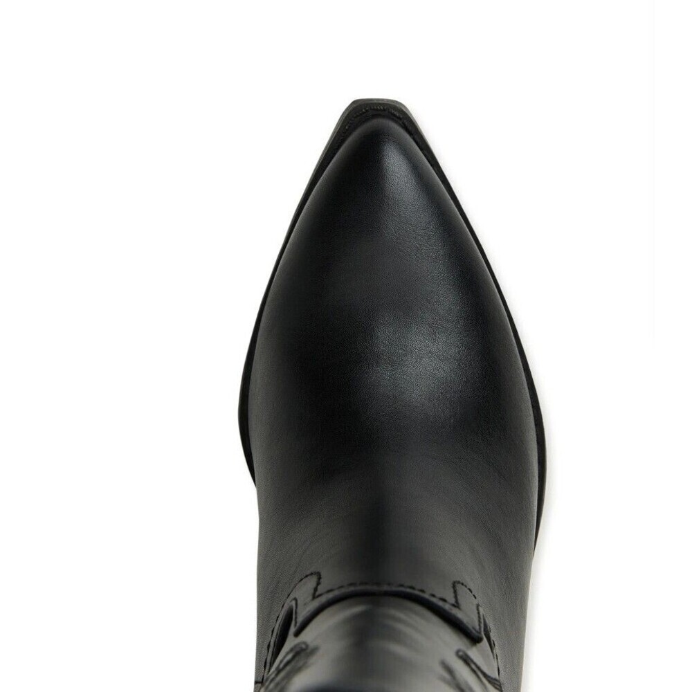 Madden NYC Boots Women's Sz 6 Tall Black Western Embroidered Pointed Block Heel - Picture 3 of 10